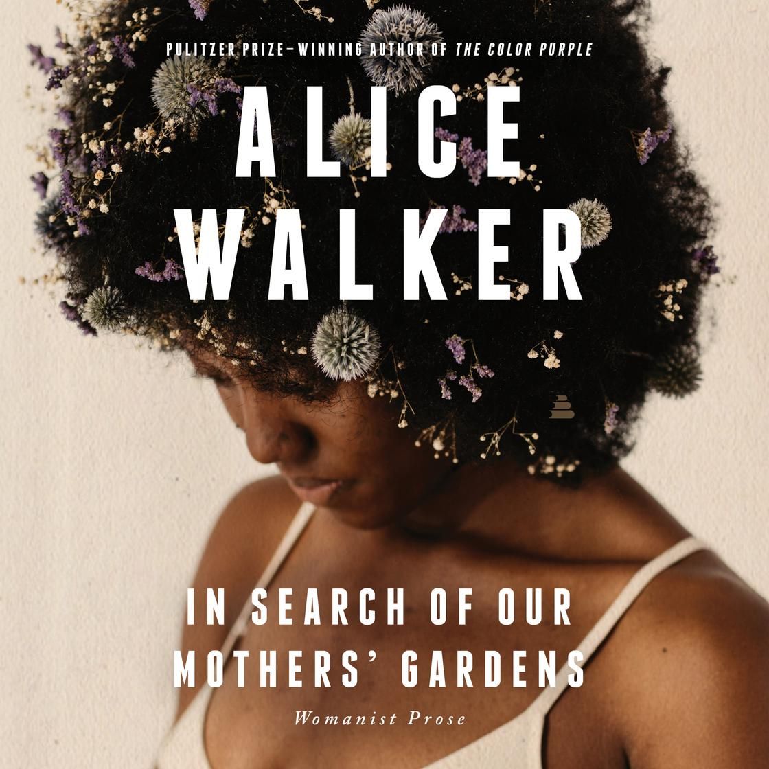Book cover: Alice Walker portrait with floral headpiece; text 