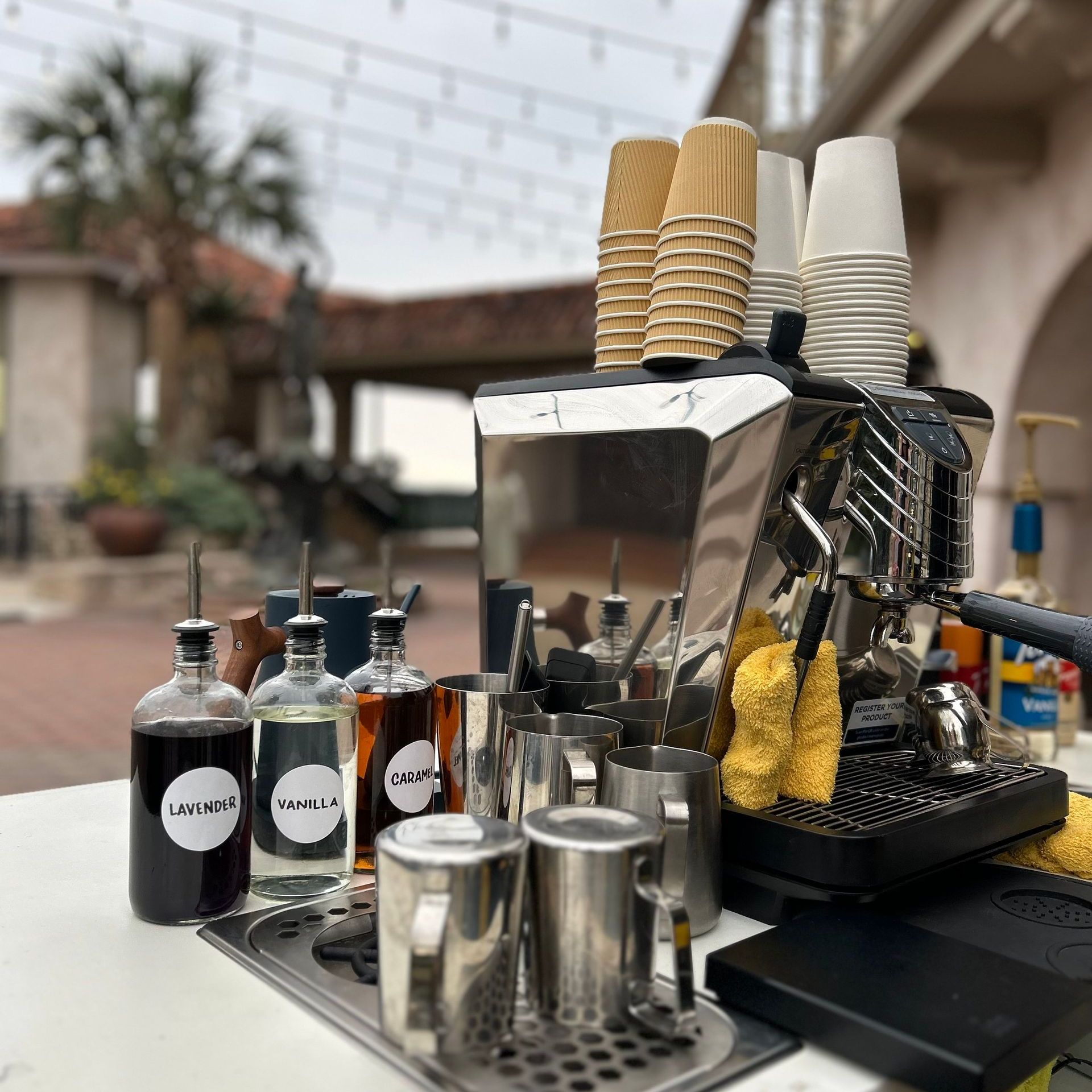 An outdoor coffee cart 