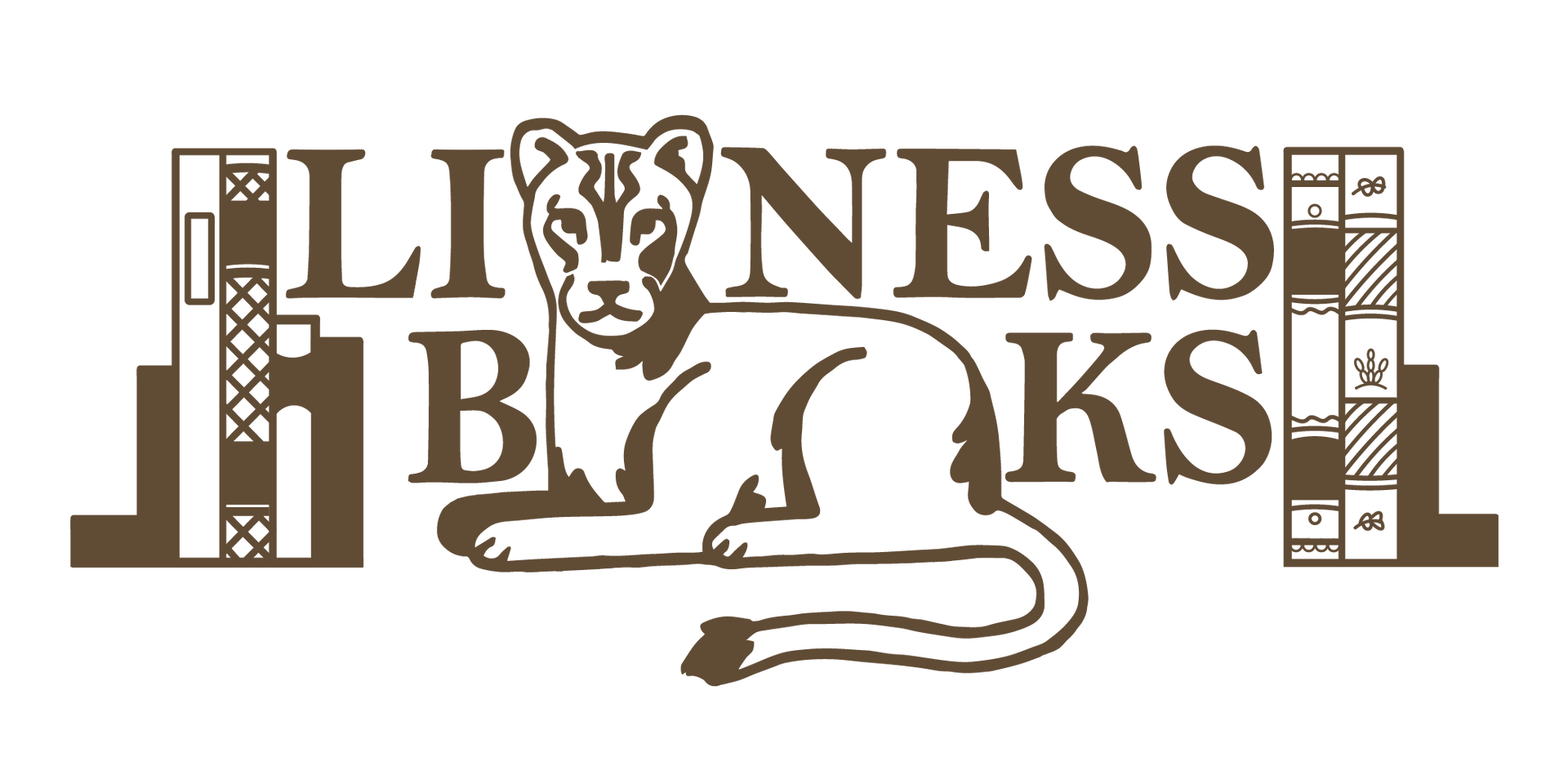 A logo for lioness books with a lion on it