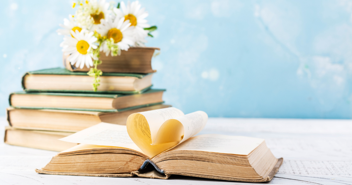 book with two pages folded in the center in the shape of a heart