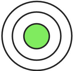 Green circle inside two concentric circles, resembling a target.