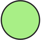 Green circle with a black outline.