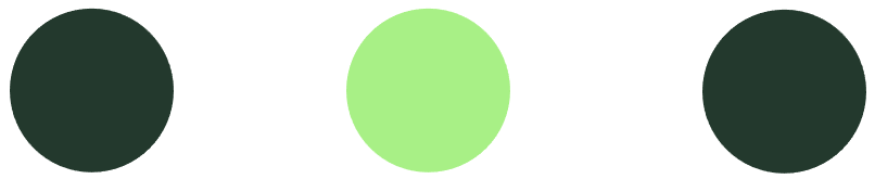 Three filled circles: light green, dark green, dark green.