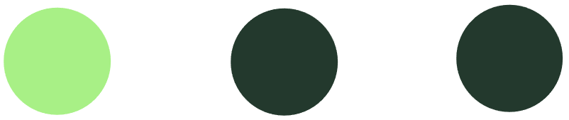 Three filled circles: light green, dark green, dark green.