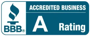 BBB Accredited Business logo, teal background with 