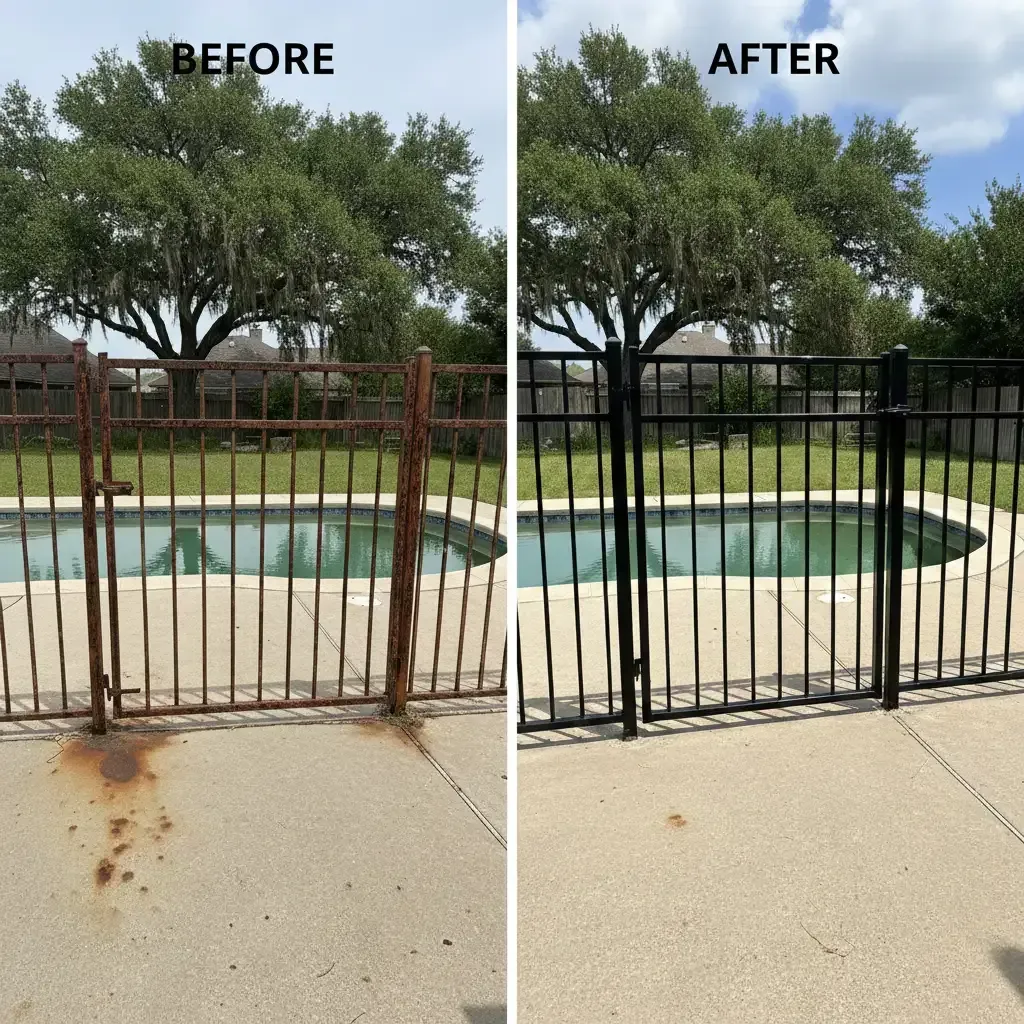 affordable fence repair Houston TX pool fence before and after