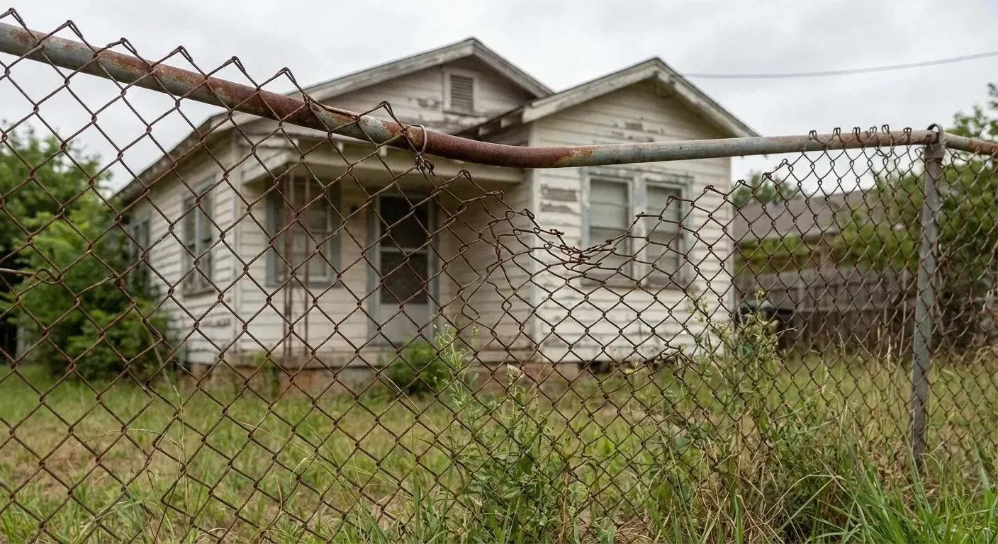 damaged chain link fence outside of a Houston residential home