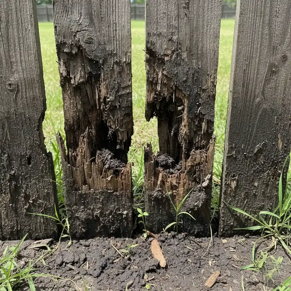 rotten wood fence boards