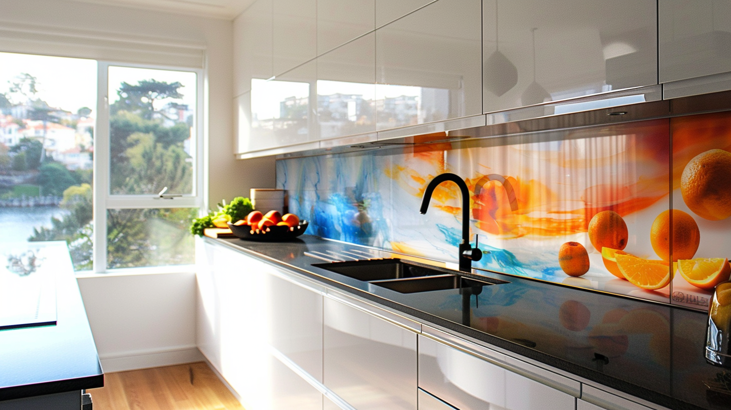 A kitchen with white cabinets , a sink , a table and a window.
