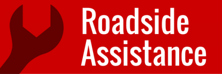Red roadside assistance logo with white text and a wrench icon