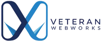 Logo of Veteran Webworks: blue abstract 