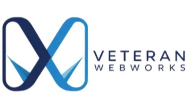 Logo for Veteran Webworks: Blue interlocking 