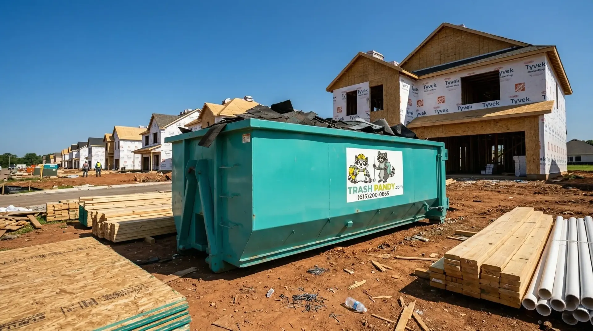 Trash Pandy dumpster delivery truck serving Murfreesboro TN and Middle Tennessee