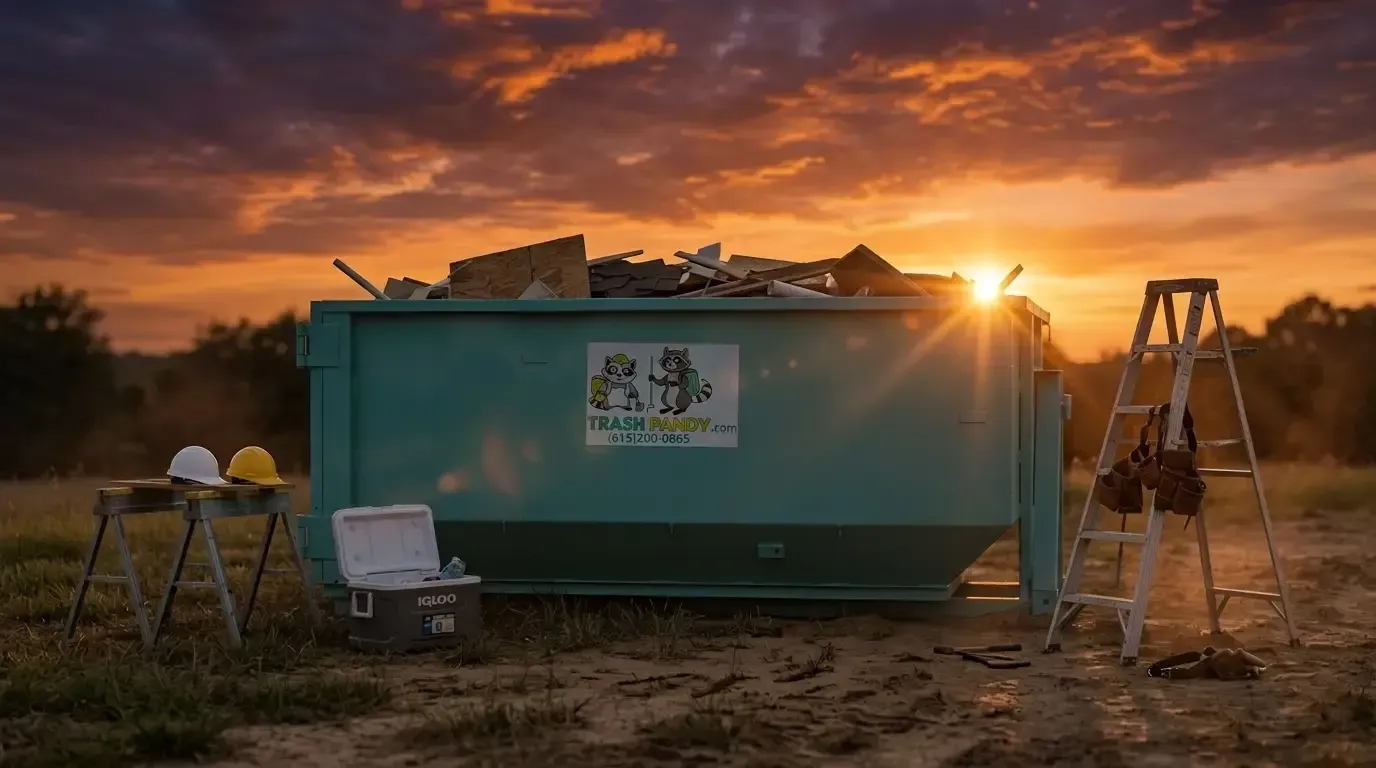 Trash Pandy roll-off dumpster placed at job site Smyrna Tennessee