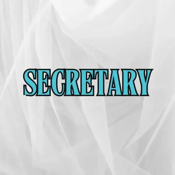 The word secretary is on a white background