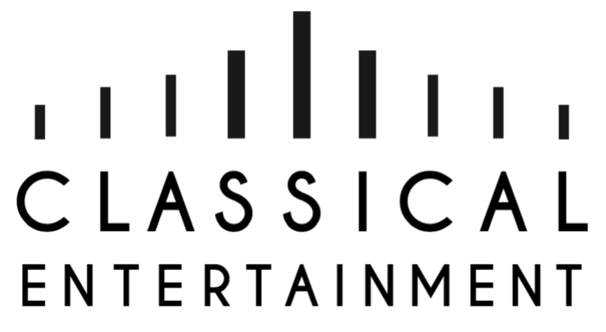 Logo for Classical Entertainment; stylized vertical bars above text.