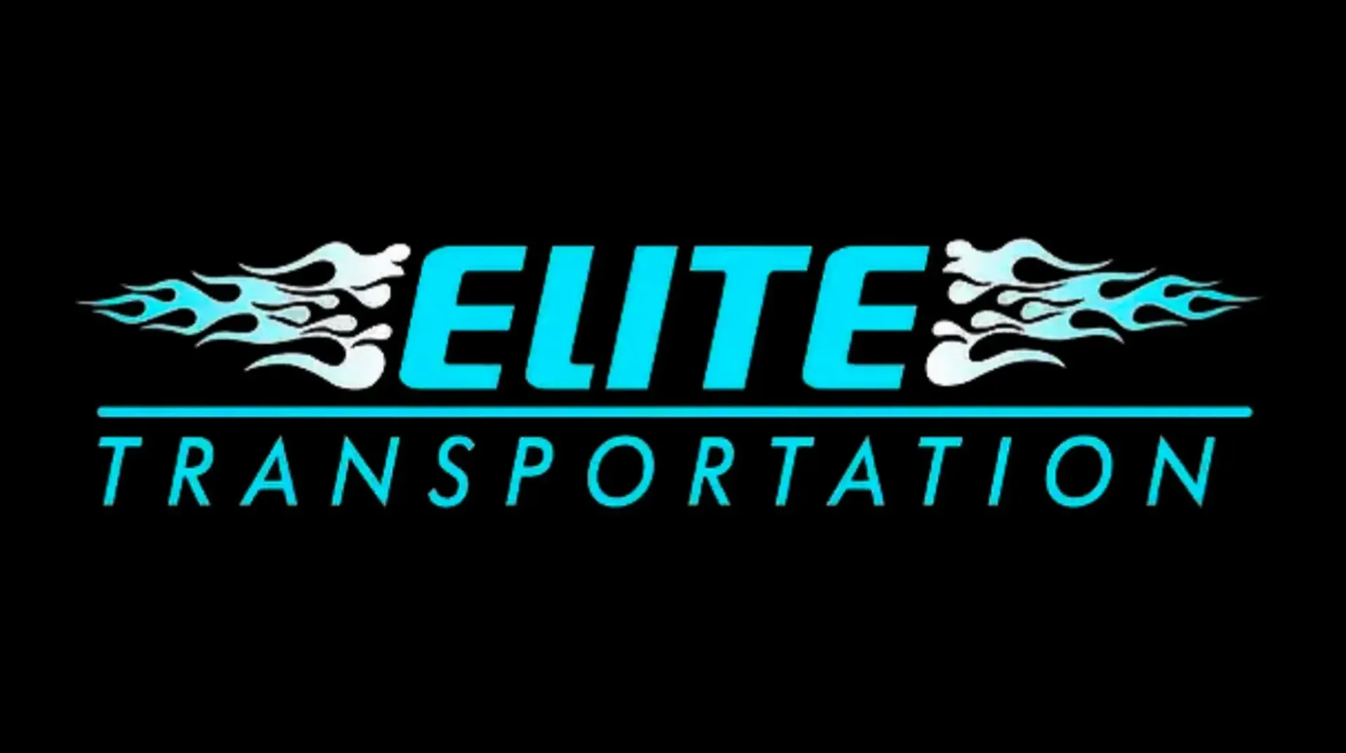 Logo for Elite Transportation with turquoise flame accents.