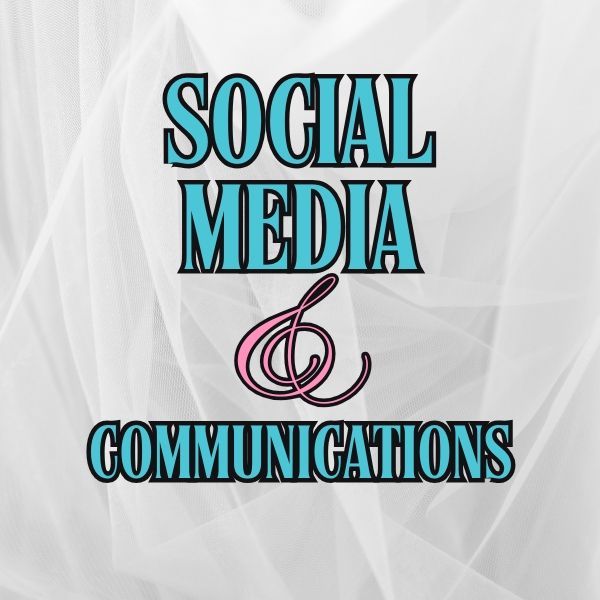 A sign that says social media and communications on it