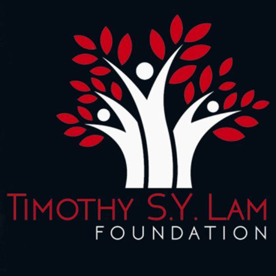 The Timothy S.Y. Lam Foundation Logo with 3 white branches that look like people holding up red leaves