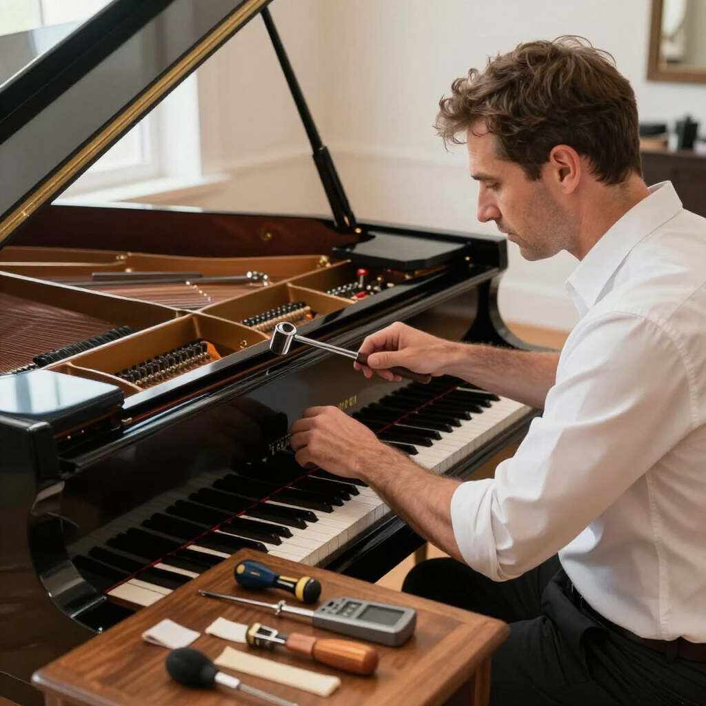 Piano Technician at work.