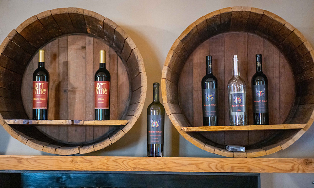 Shelves holding 6 bottles of wine