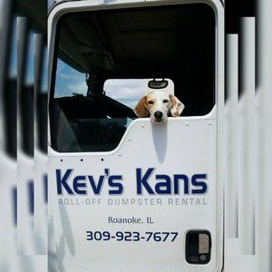 Dog Inside of Dumpsters Truck — Roanoke, IL — Kev's Kans, Inc.
