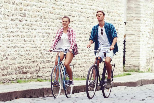 two people enjoying a bike ride