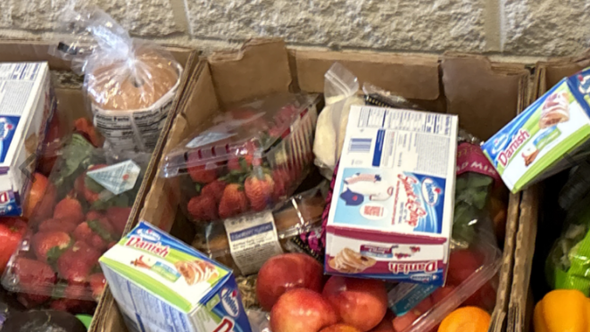 Close up of food boxes.