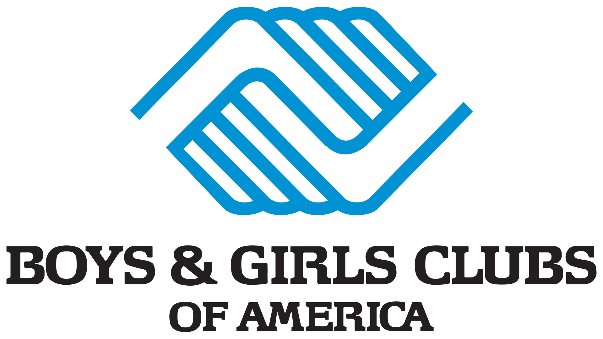 Logo of Boys & Girls Clubs of America: two hands clasped in blue, text