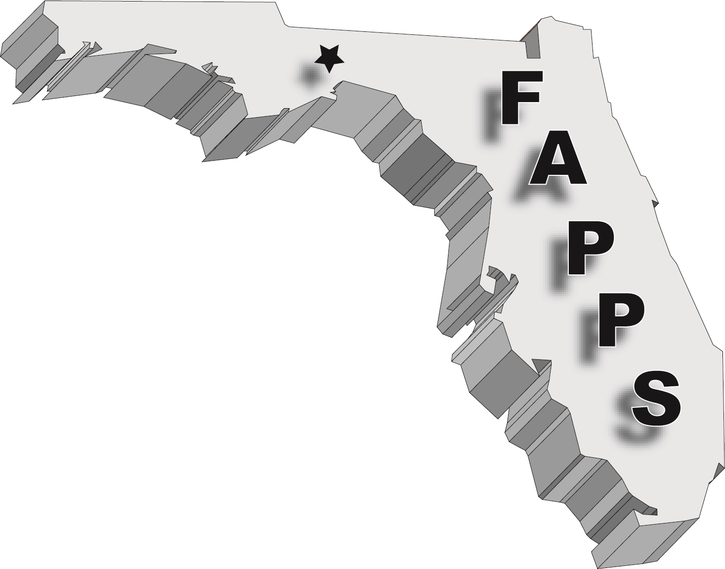 Map of Florida with the letters