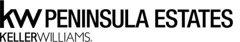 The logo for kw advisors keller williams is black and white.