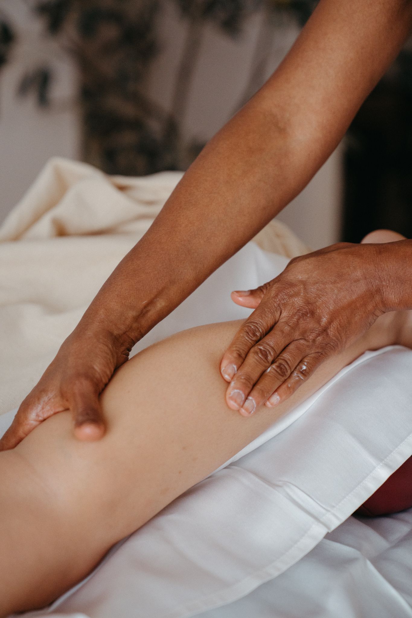 Client relaxing during a mobile massage session