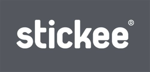 a stickee logo on a gray background