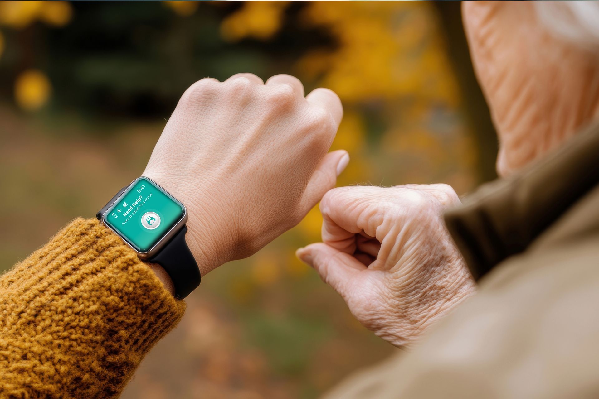 A person is wearing a smart watch on their wrist.