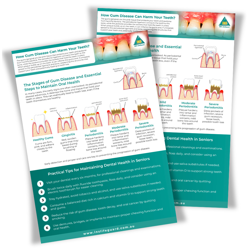 Three dental brochures are stacked on top of each other on a white background.