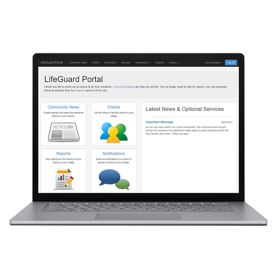 INS LifeGuard Secure Manager’s Portal