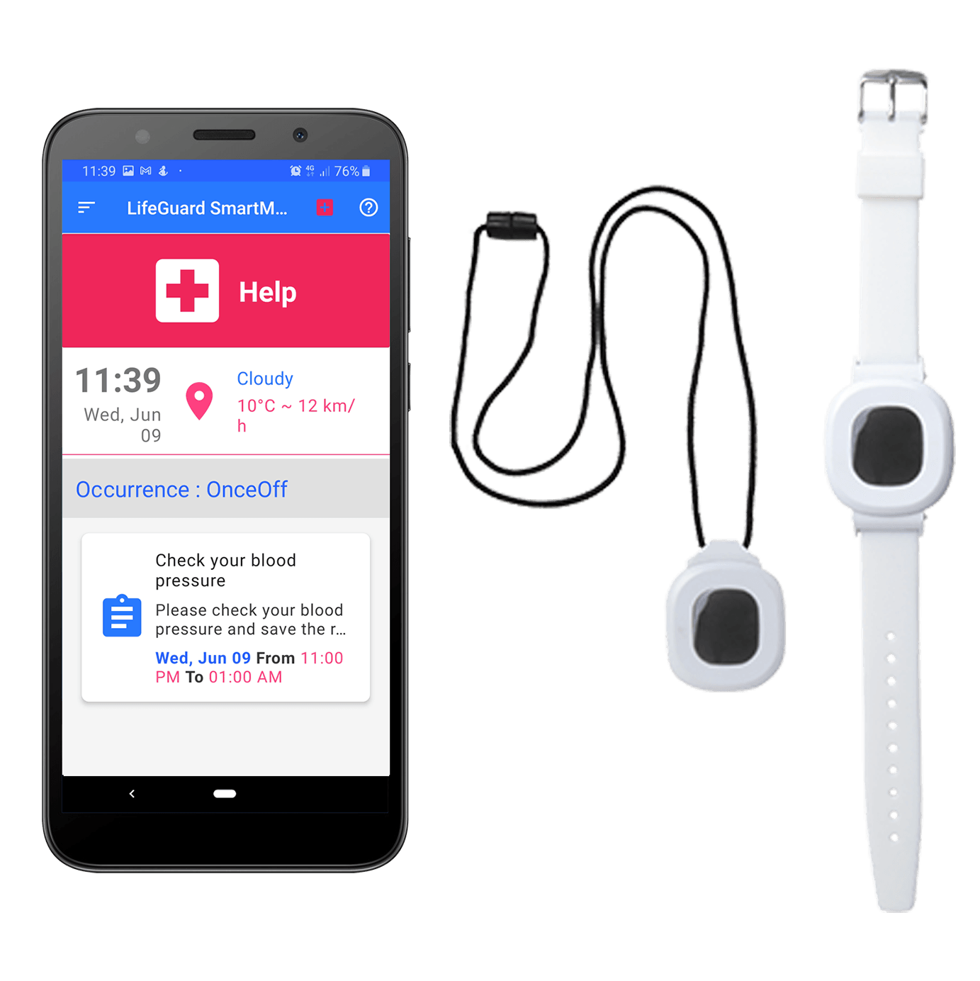 LifeGuard SmartMobile app with personal fall alarm buttons