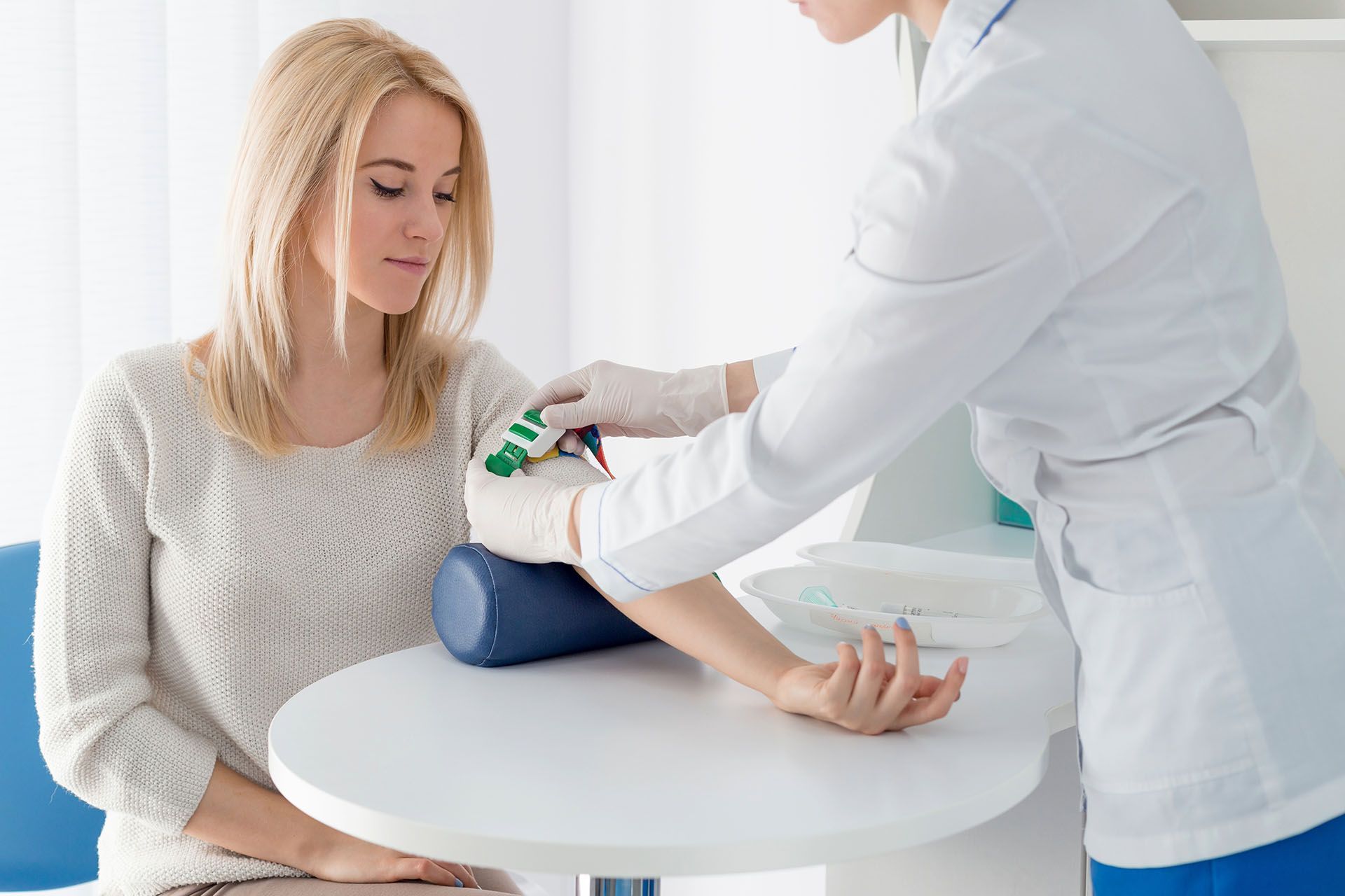 woman preparing for blood test