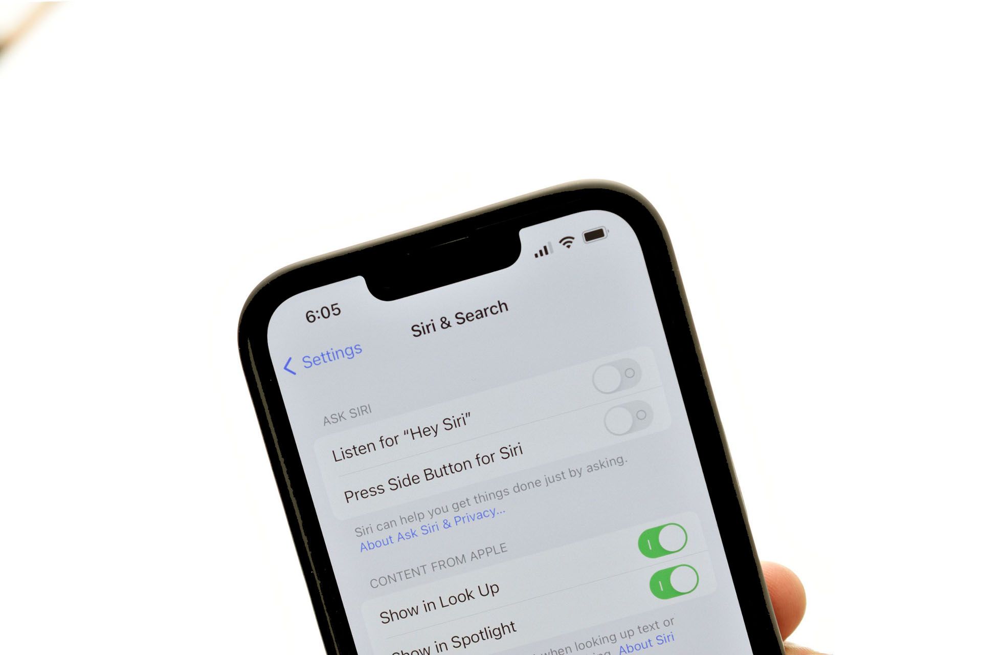 Hey siri voice activation settings