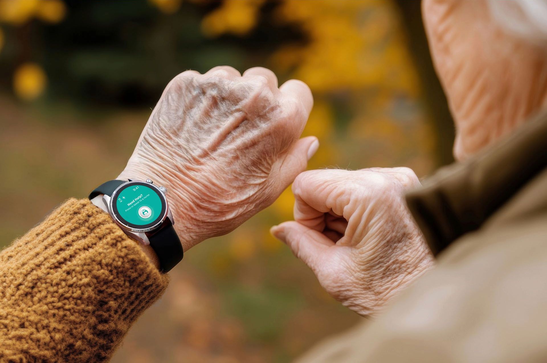 A person is wearing a smart watch on their wrist.