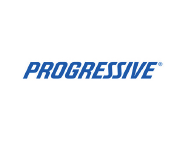 The logo for progressive is blue and white on a white background.