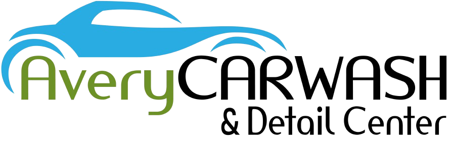 Logo for Avery Carwash & Detail Center with a blue car silhouette and green and black text.