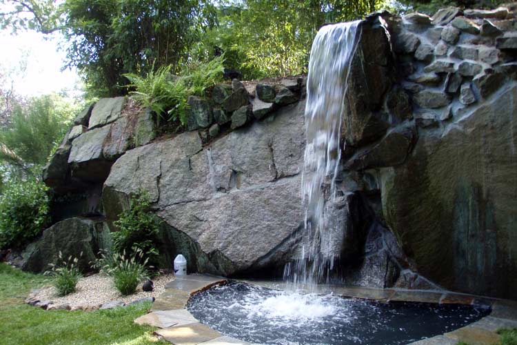 Waterfall From A Huge Rock — Thornwood, NY — Harry Hudd Architectural Landscapes