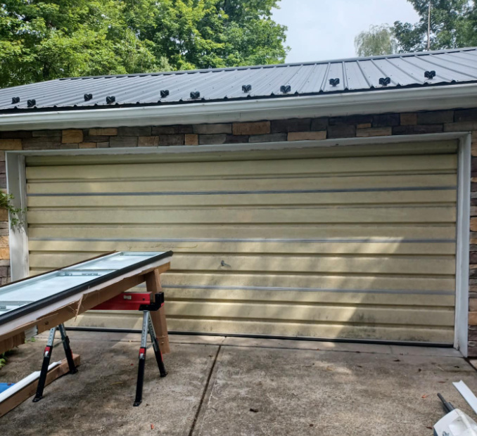 garage door in need of replacement
