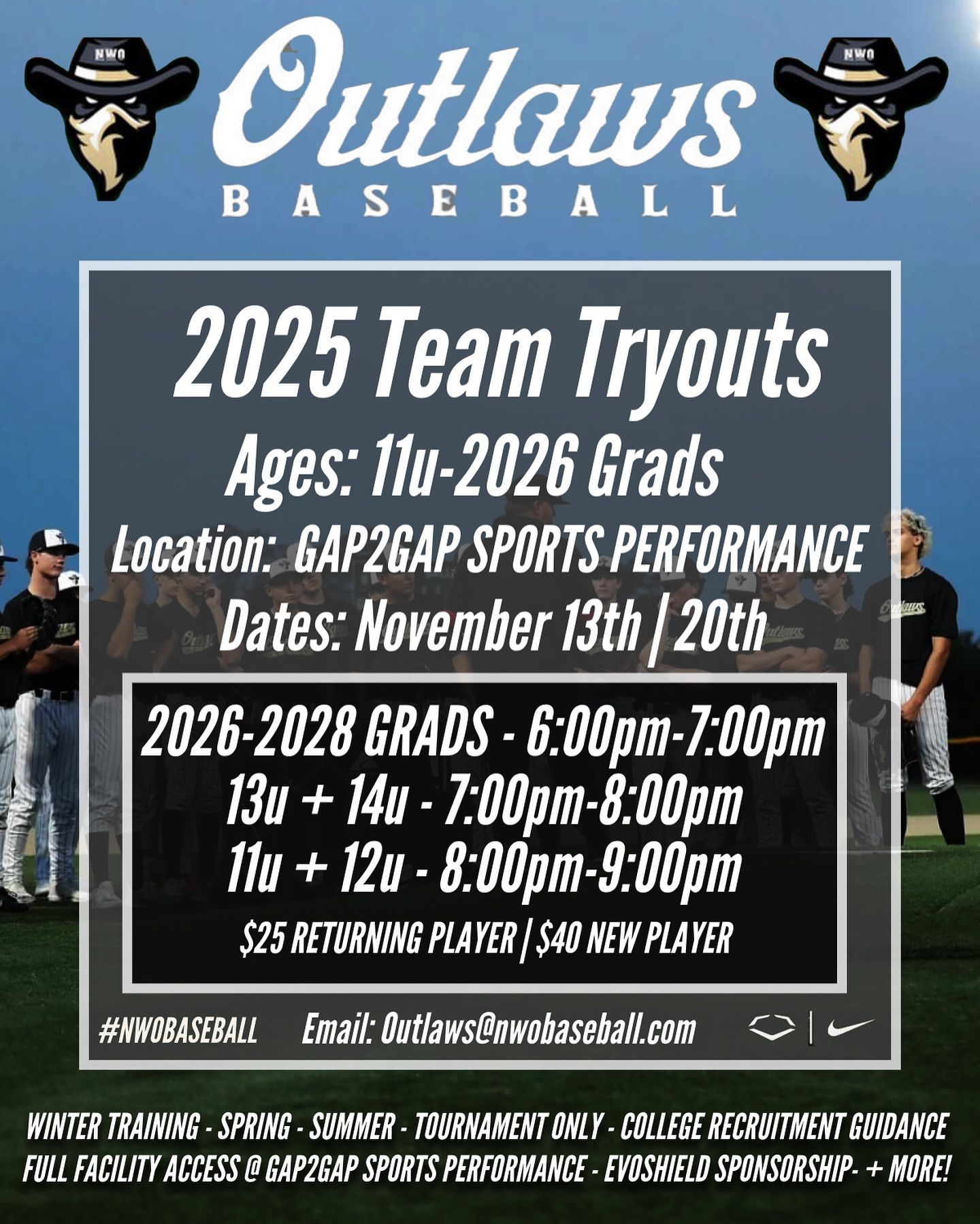 SPRING / SUMMER 2025 TRYOUT DATES SET!