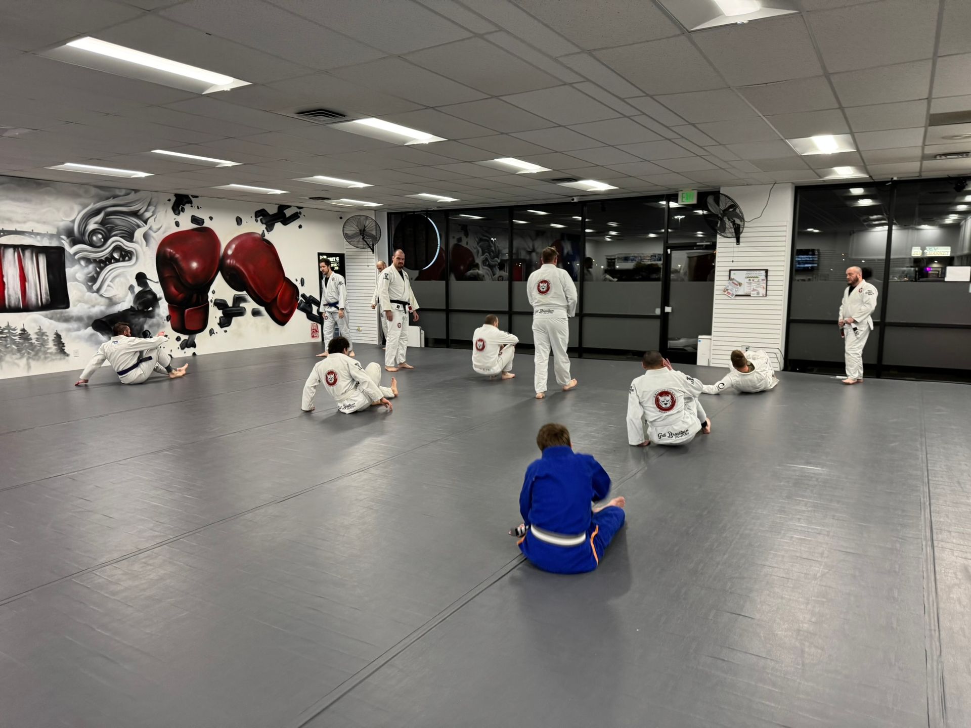 Students drilling Jiu-Jitsu at Grit Jiu-Jitsu & Muay Thai Martial Arts in Spokane Valley, WA.