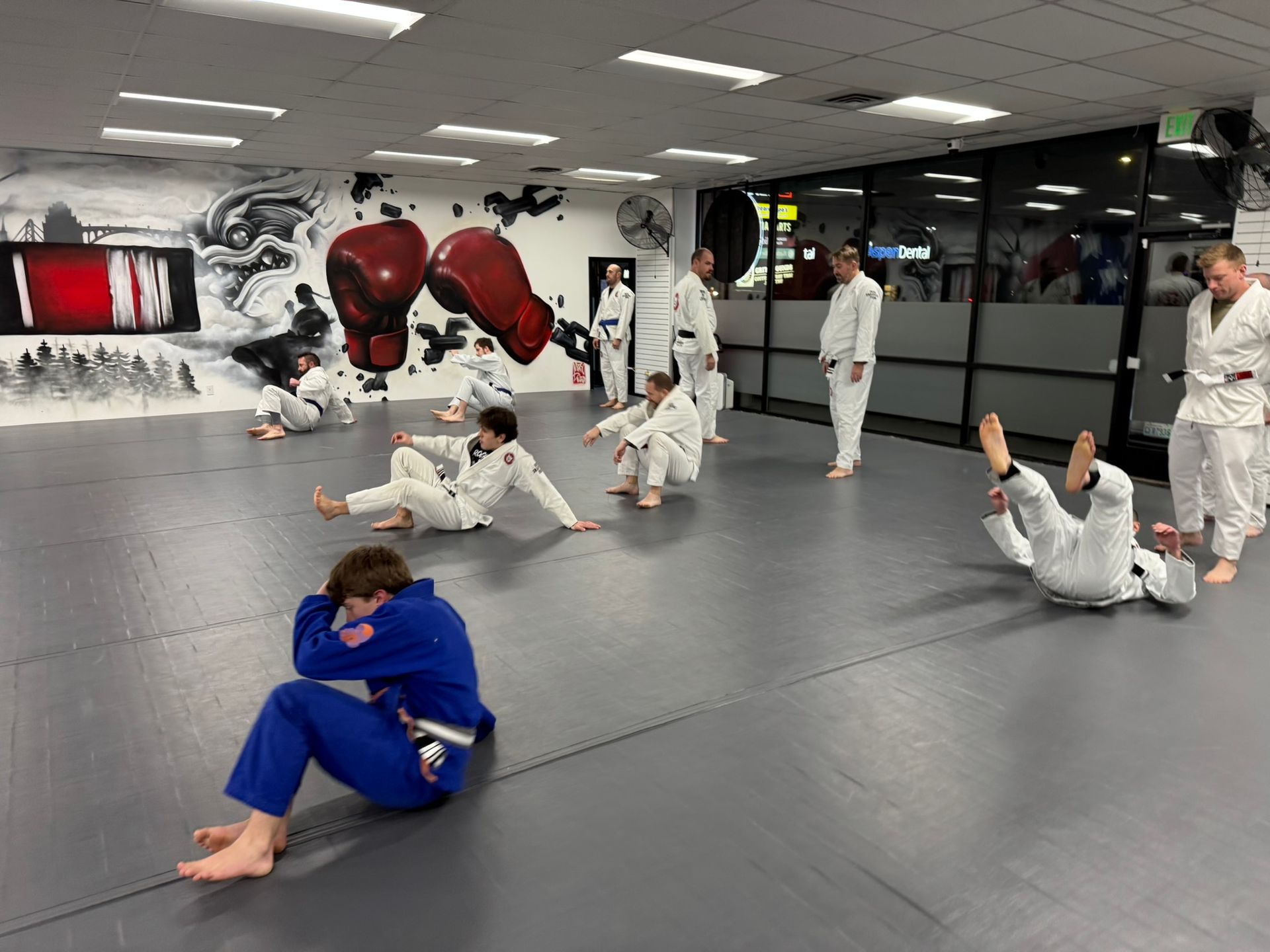 Adults training Jiu-Jitsu at Grit Jiu-Jitsu and Muay Thai Martial Arts in Spokane Valley, WA.