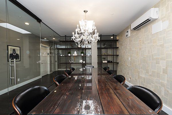 Crystal chandelier in conference room in Cedahurst for rent