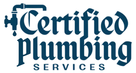 Logo for Certified Plumbing Services with a faucet icon and text.