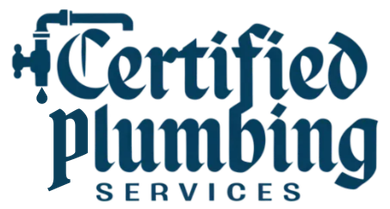 Logo for Certified Plumbing Services with a faucet icon and text.